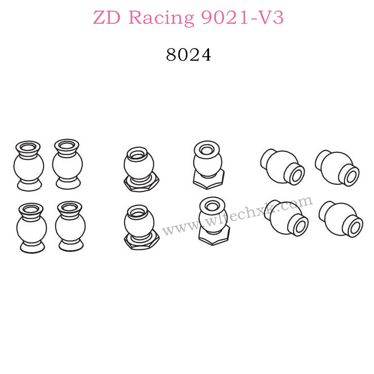 ZD Racing 9021-V3 Parts All Ball Heads Set 8024