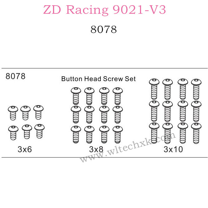 ZD Racing 9021-V3 Parts Button Head Screw Set 8078