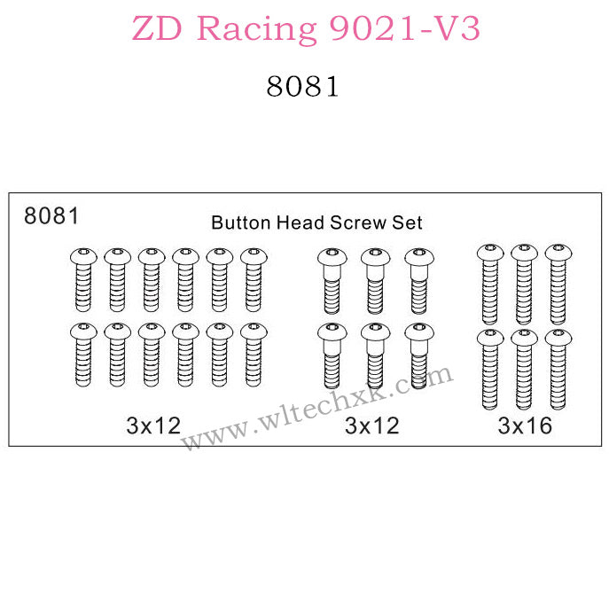 ZD Racing 9021-V3 Parts Button Head Screw Set 8081
