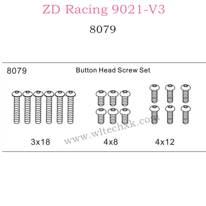 ZD Racing 9021-V3 Parts Button Head Screw set 8079