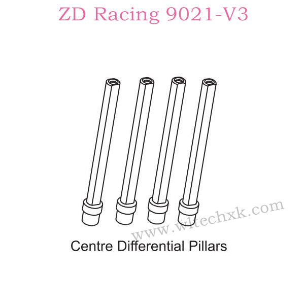 ZD Racing 9021-V3 Parts Center Differential Pillars 8166