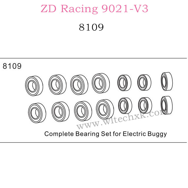 ZD Racing 9021-V3 Parts Complete Bearing Set for Electric Buggy 8109