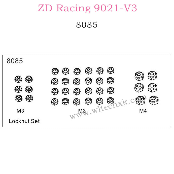ZD Racing 9021-V3 Parts Locknut Set 8085