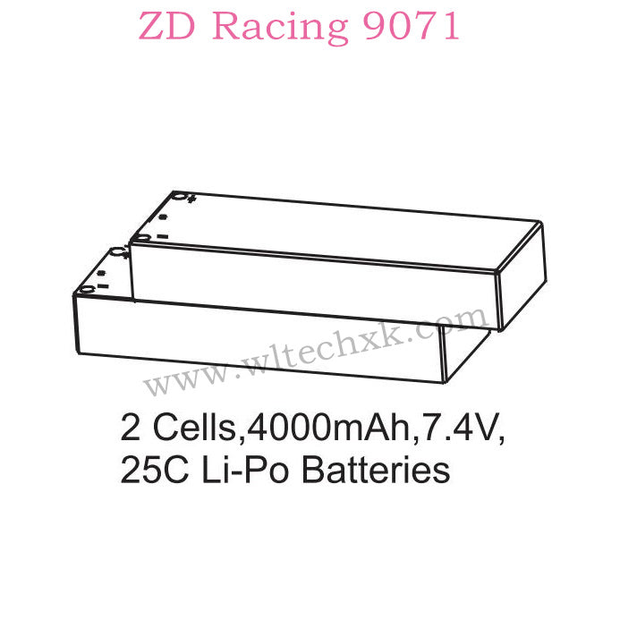 ZD Racing 9071 Parts 2 Cells 4000mAh 7.4V 25C Lipo Battery 8101