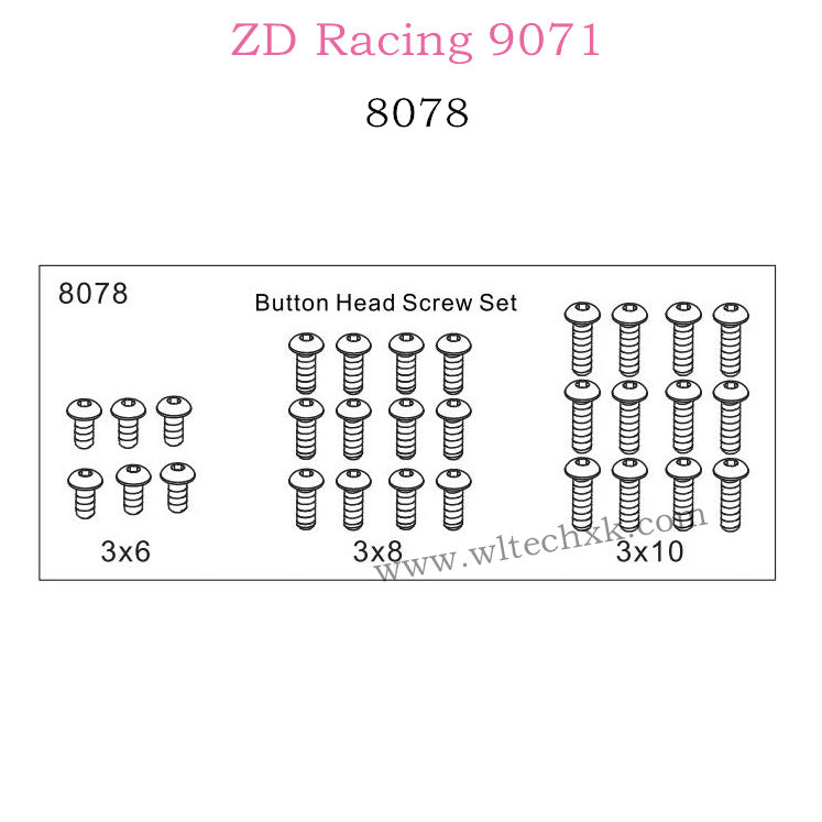 ZD Racing 9071 Parts Button Head Screw Set 8078