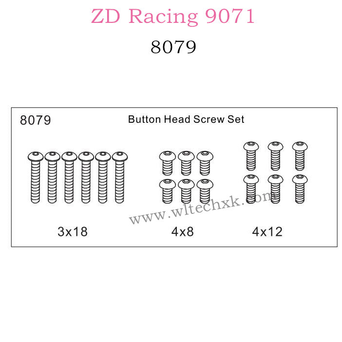 ZD Racing 9071 Parts Button Head Screw Set 8079
