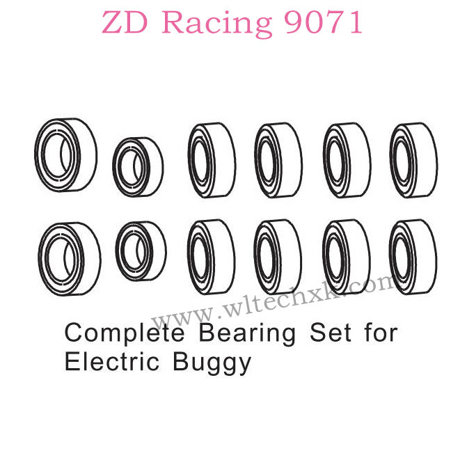 ZD Racing 9071 Parts Complete Bearing Set For Electric Buggy 8251