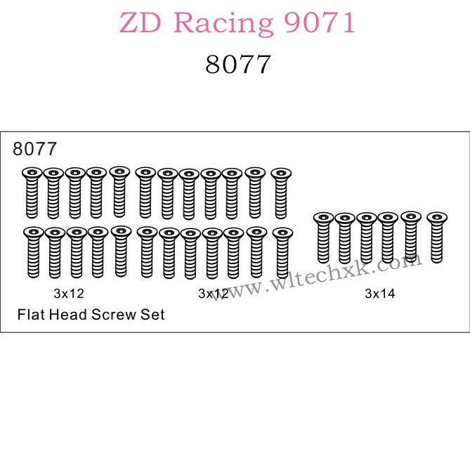 ZD Racing 9071 Parts Flat Head Screw Set 8077