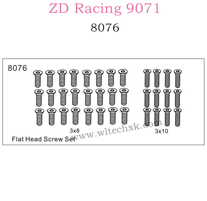 ZD Racing 9071 Parts Flat Head Screw set 8076