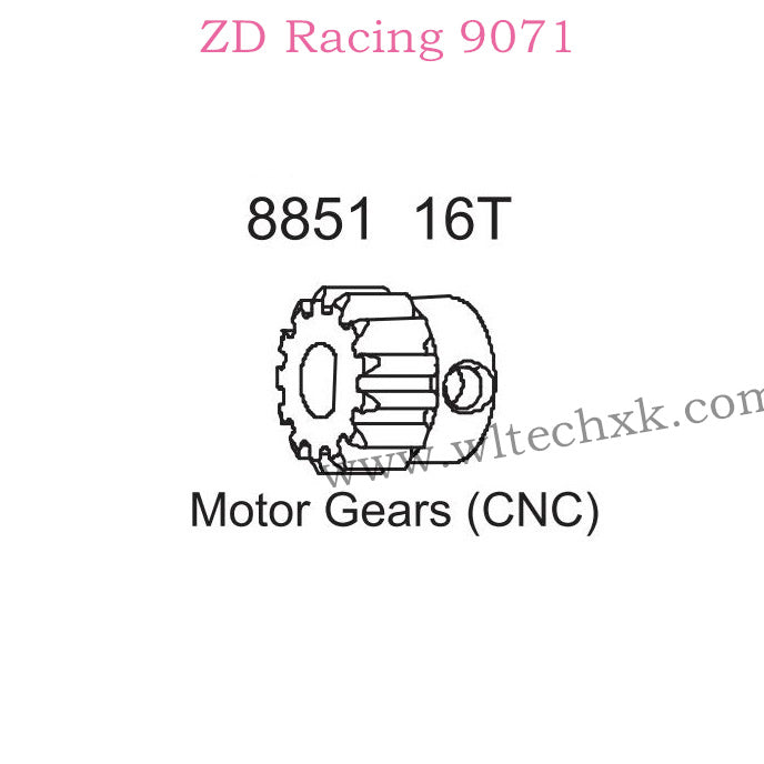 ZD Racing 9071 Upgrade Parts 16T Motor Gear CNC 8851