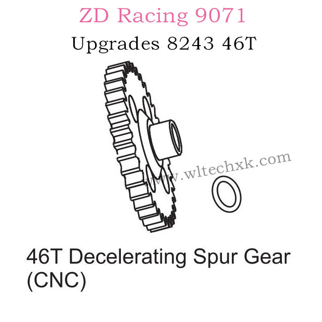 ZD Racing 9071 Upgrade Parts 46T Decelerating Spur Gear CNC 8243