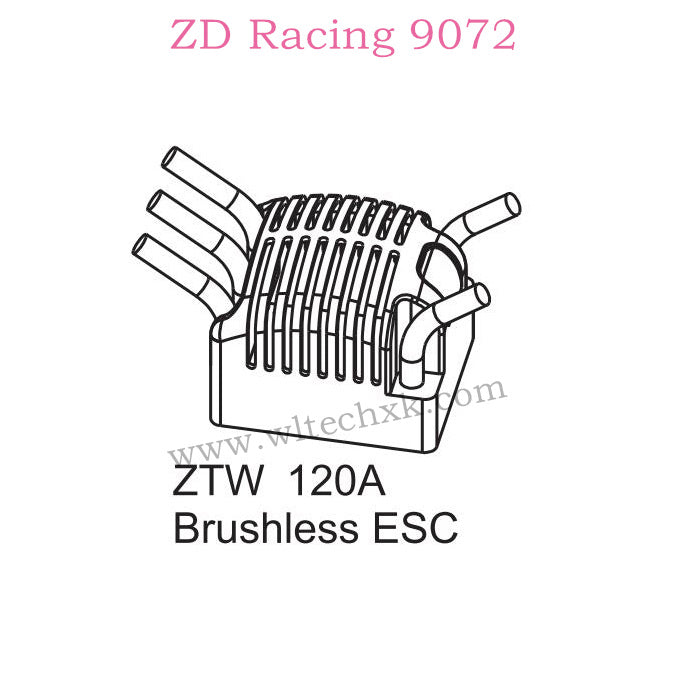 ZD Racing 9072 BX-8 Parts 120A Brushless ESC 8272