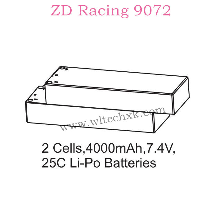 ZD Racing 9072 BX-8 Parts 2 Cells 4000mAh 7.4V 25C Lipo Battery 8101