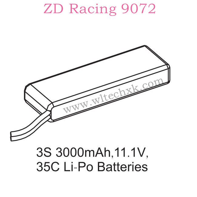 ZD Racing 9072 BX-8 Parts 3S 3000mAh 11.1V 35C Lipo Battery 8472