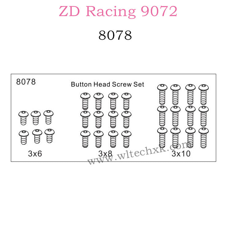 ZD Racing 9072 BX-8 Parts Button Head Screw Set 8078