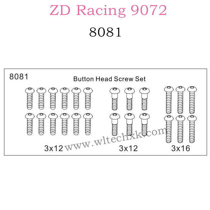ZD Racing 9072 BX-8 Parts Button Head Screw Set 8081