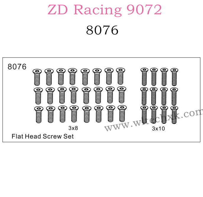 ZD Racing 9072 BX-8 Parts Flat Head Screw set 8076