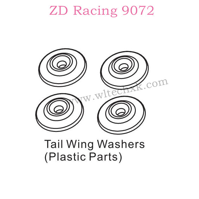 ZD Racing 9072 BX-8 Parts Tail Wing Washers Plastic 8288