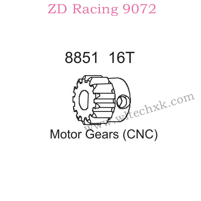 ZD Racing 9072 BX-8 Upgrade Parts 16T Motor Gear CNC 8851