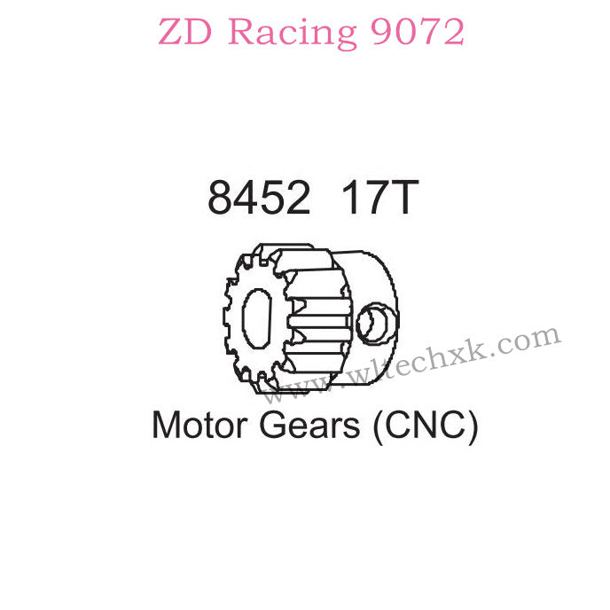 ZD Racing 9072 BX-8 Upgrade Parts 17T Motor Gear CNC 8452