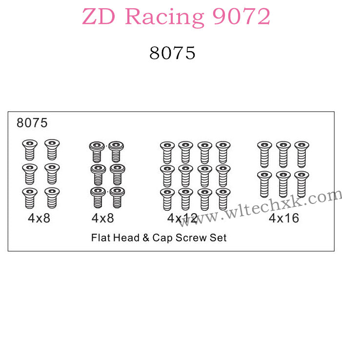 ZD Racing 9072 BX-8 Parts Flat Head and Cap Screw Set 8075