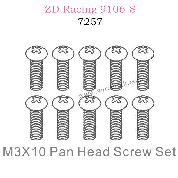 ZD Racing 9106S Parts M3X10 Pan Head Screw Set 7257
