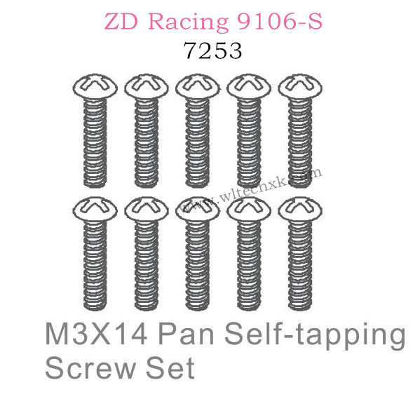 ZD Racing 9106S Parts M3X14 Pan Self-tapping Screw Set 7253