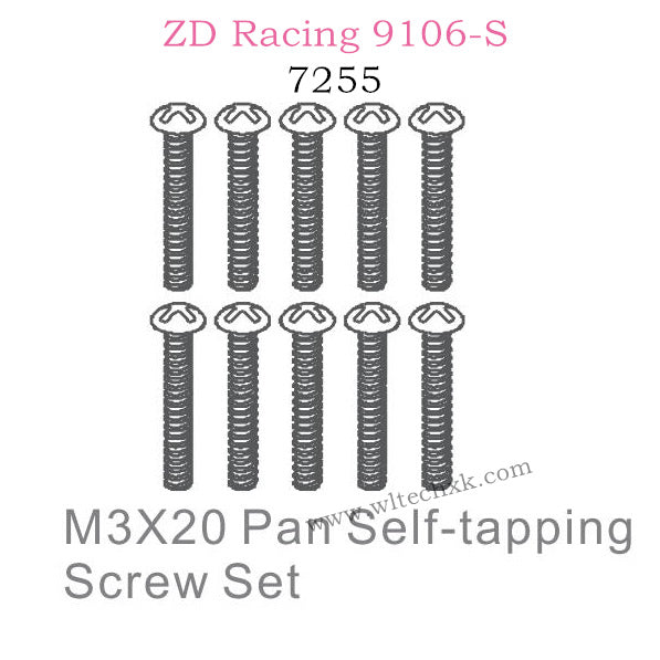 ZD Racing 9106S Parts M3X20 Pan Self-tapping Screw Set 7255