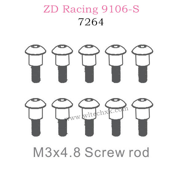 ZD Racing 9106S Parts M3X4.8 Screw for Connect Rods 7264