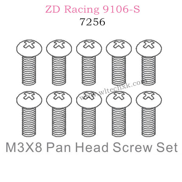 ZD Racing 9106S Parts M3X8 Pan Head Screw Set 7256