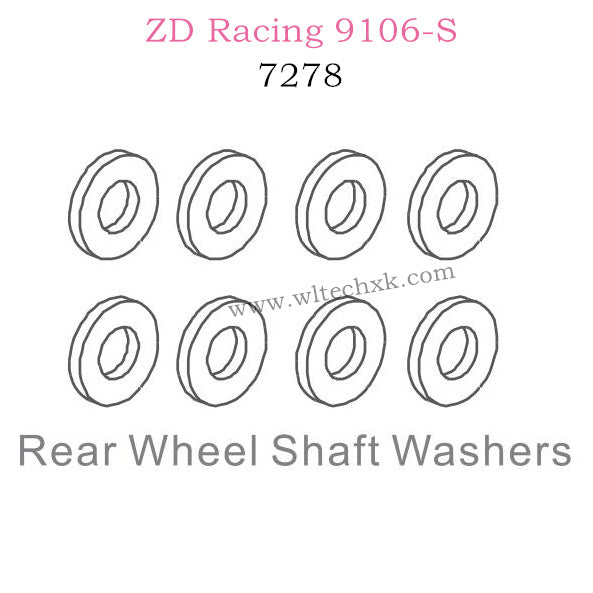 ZD Racing 9106S Parts Rear Wheel Shaft Washers 7278