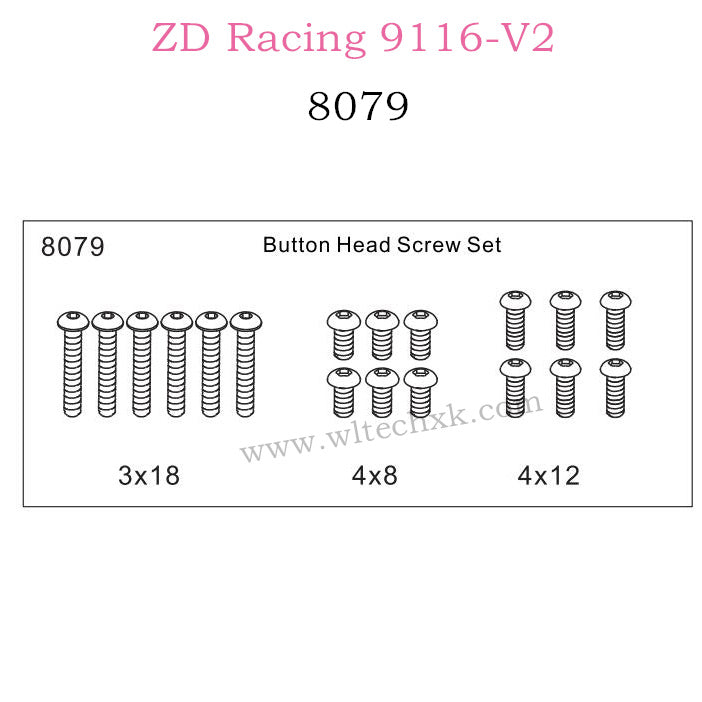 ZD Racing 9116-V2 Parts Button Head Screw Set 8079