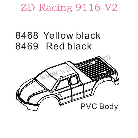 ZD Racing 9116-V2 Parts Car Shell 8468 8469