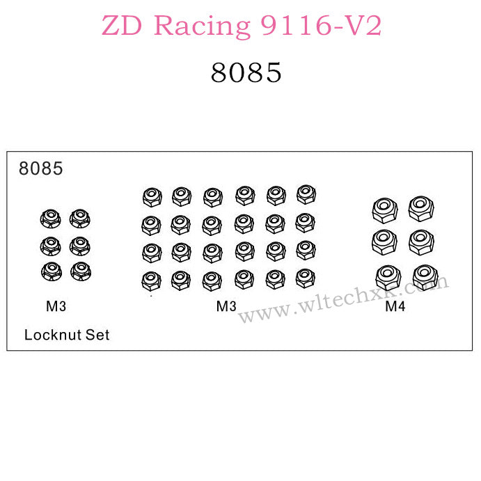 ZD Racing 9116-V2 Parts Locknut Set 8085