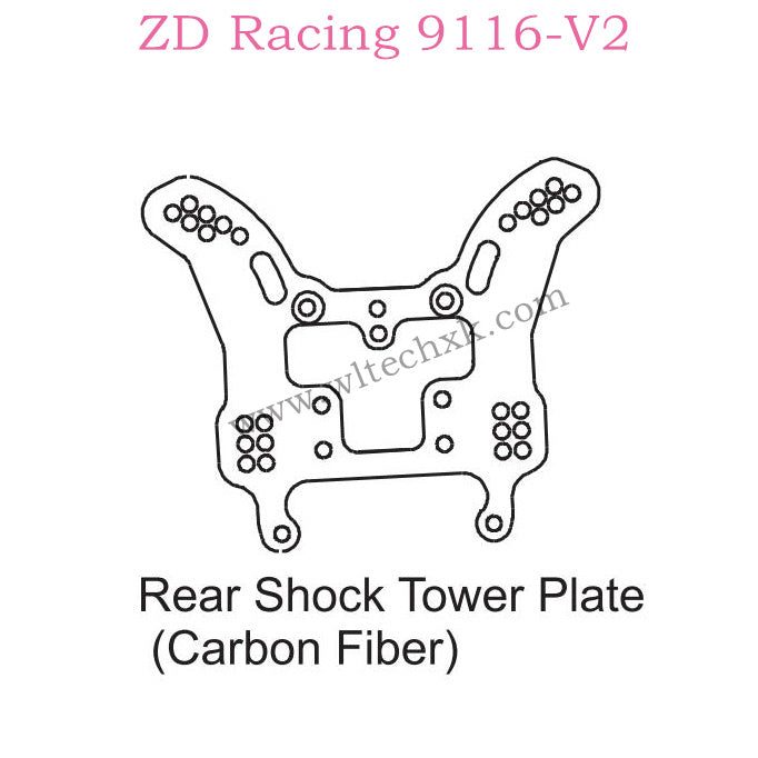ZD Racing 9116-V2 Parts Rear Shock Tower Plate Carbon Fiber 8241