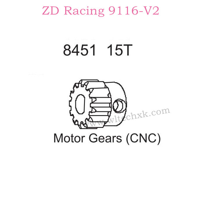 ZD Racing 9116-V2 Upgrade Parts 15T Motor Gear CNC 8451