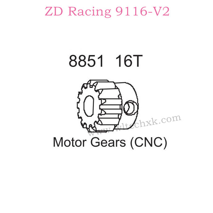 ZD Racing 9116-V2 Upgrade Parts 16T Motor Gear CNC 8851
