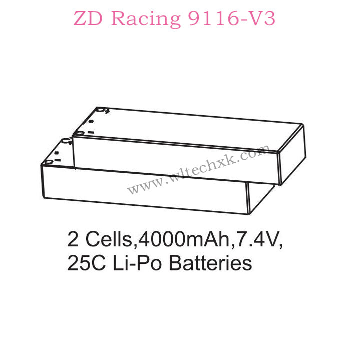 ZD Racing 9116-V3 Parts 2 Cells 4000mAh 7.4V 25C Lipo Battery 8101