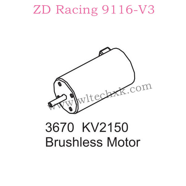 ZD Racing 9116-V3 Parts 3670 KV2150 Bruhless Motor 8471