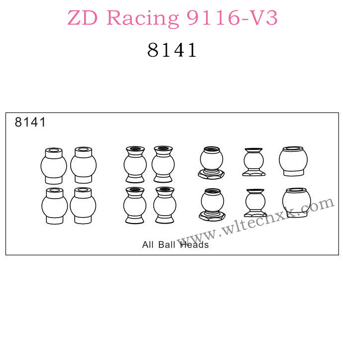 ZD Racing 9116-V3 Parts All Ball Heads 8141