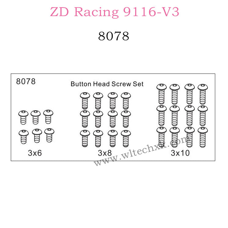 ZD Racing 9116-V3 Parts Button Head Screw Set 8078