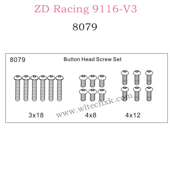 ZD Racing 9116-V3 Parts Button Head Screw Set 8079