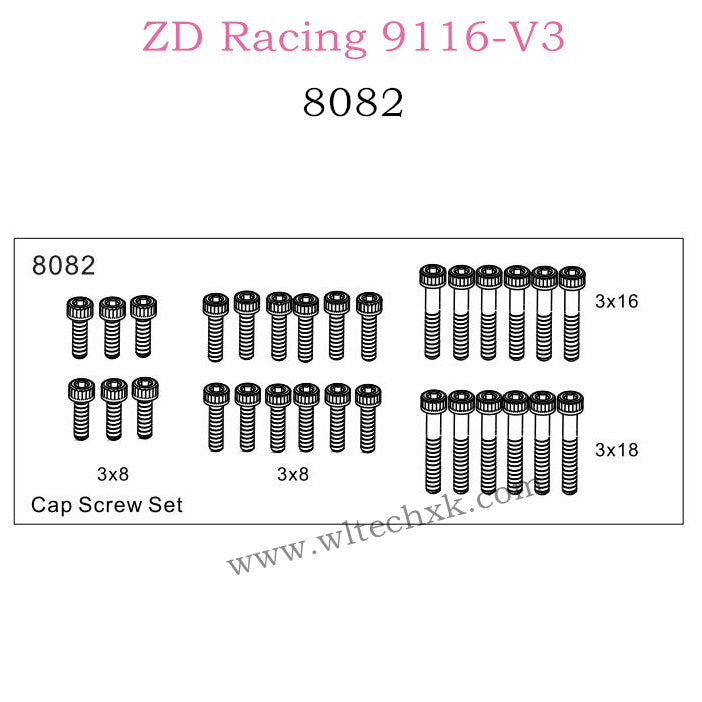 ZD Racing 9116-V3 Parts Cap Screw set 8082