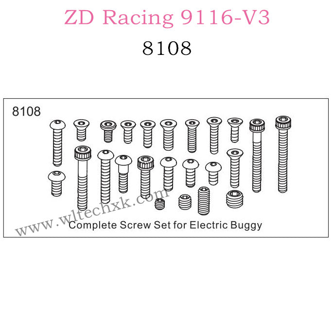 ZD Racing 9116-V3 Parts Complete Screw Set 8108