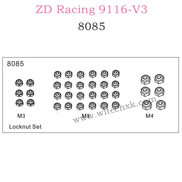 ZD Racing 9116-V3 Parts Locknut Set 8085