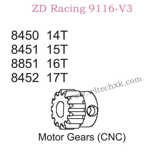 ZD Racing 9116-V3 Upgrade Parts Motor Gear CNC 8450 8451 8452 8851