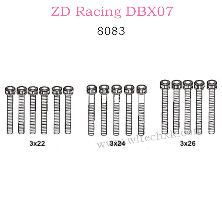 ZD Racing DBX07 Parts Cap Screws 8083