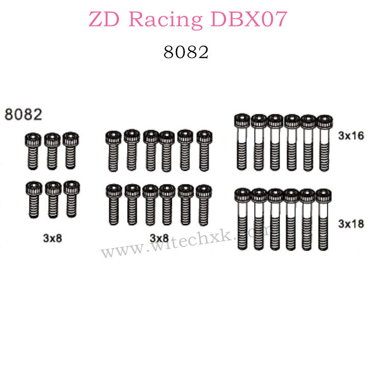 ZD Racing DBX07 Parts Cap Screws M3X8 8082