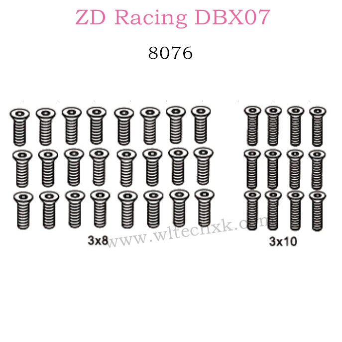 ZD Racing DBX07 Parts Flat Head Screws 8076