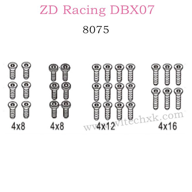 ZD Racing DBX07 Parts M4 Flat Head Screws 8075